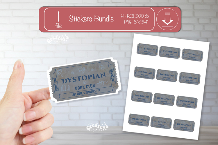 Book Club Ticket printable Sticker Reading Genre Ticket png