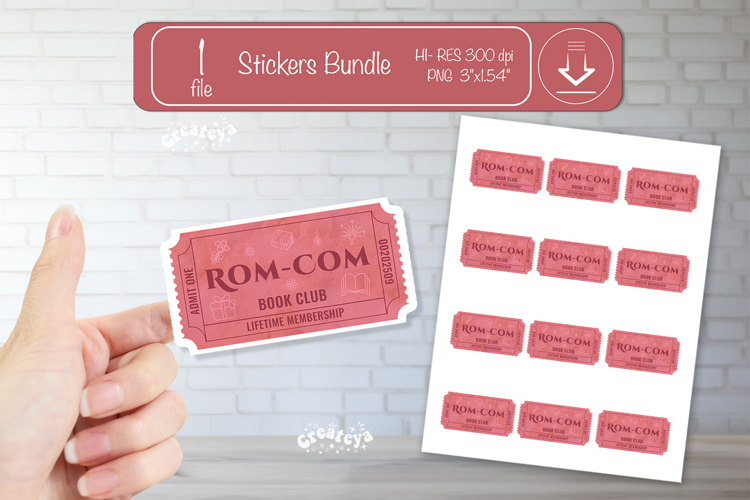 Book Club Ticket printable Sticker Reading Genre Ticket png
