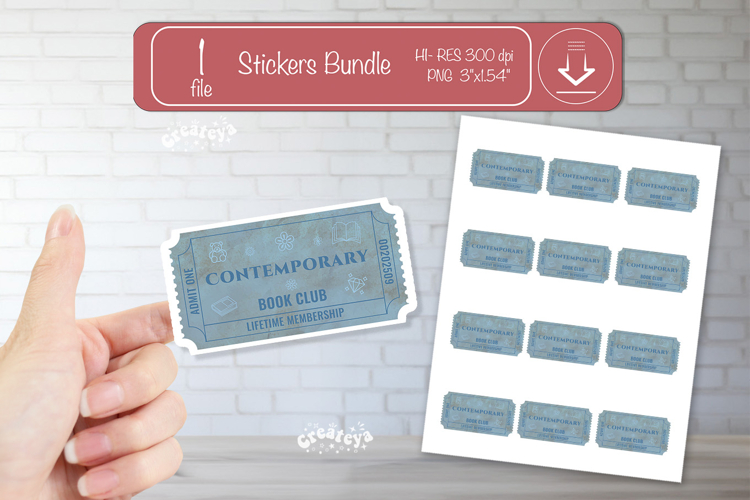 Book Club Ticket printable Sticker Reading Genre Ticket png