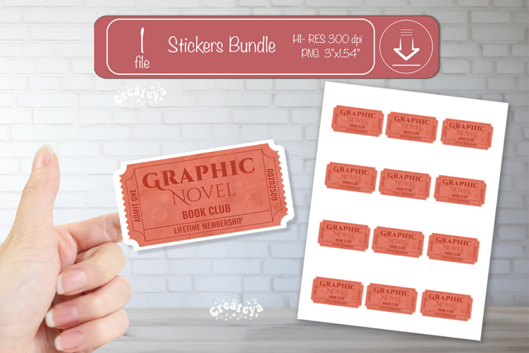Book Club Ticket printable Sticker Reading Genre Ticket png