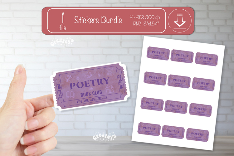 Book Club Ticket printable Sticker Reading Genre Ticket png