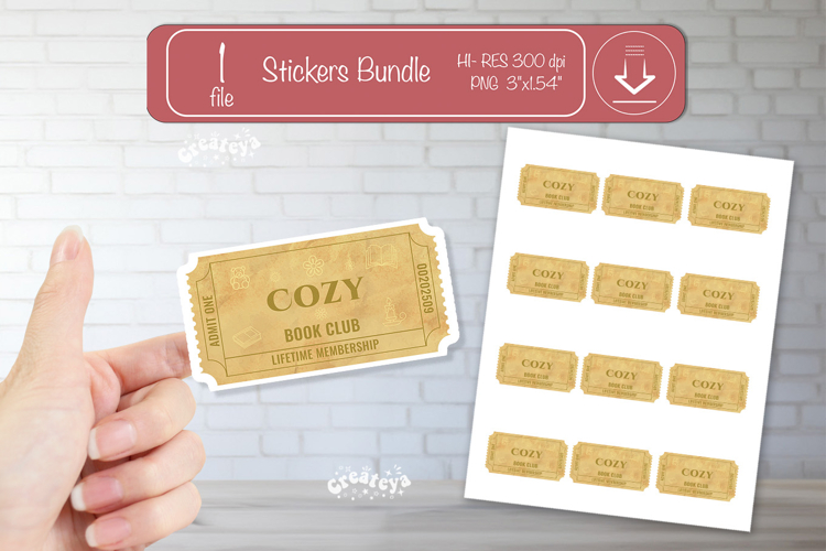 Book Club Ticket printable Sticker Reading Genre Ticket png