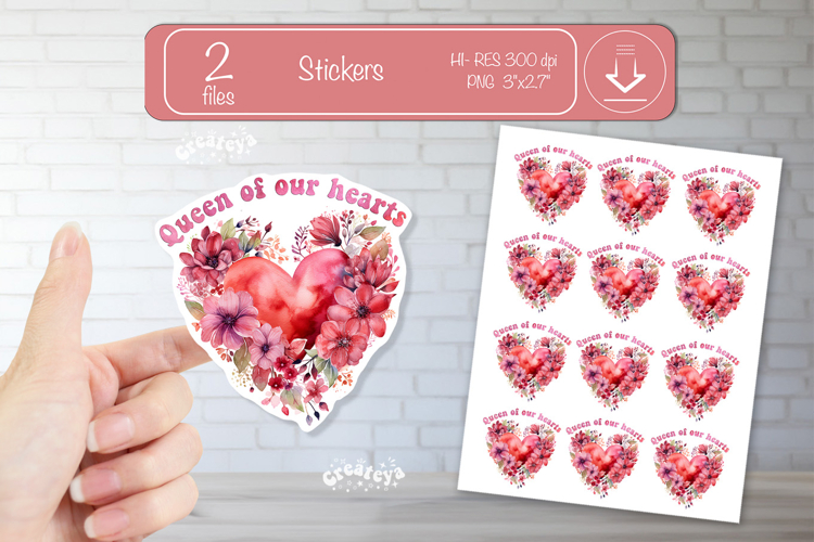 Mother’s Day Heart Stickers PNG Floral Mom Designs flowers