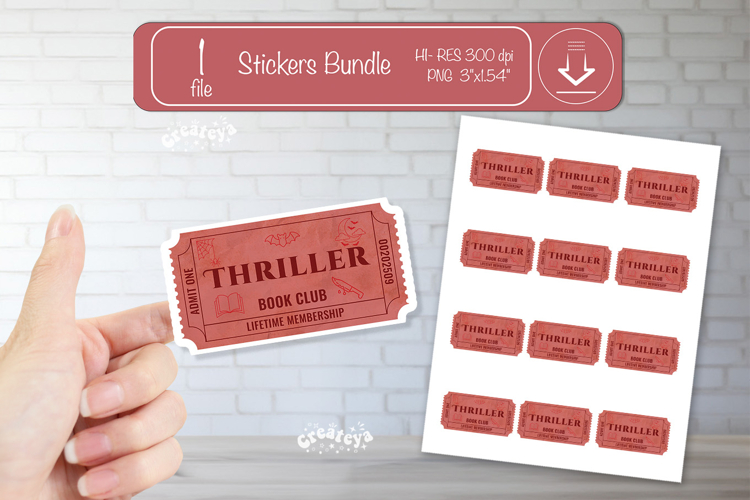 Book Club Ticket printable Sticker Reading Genre Ticket png
