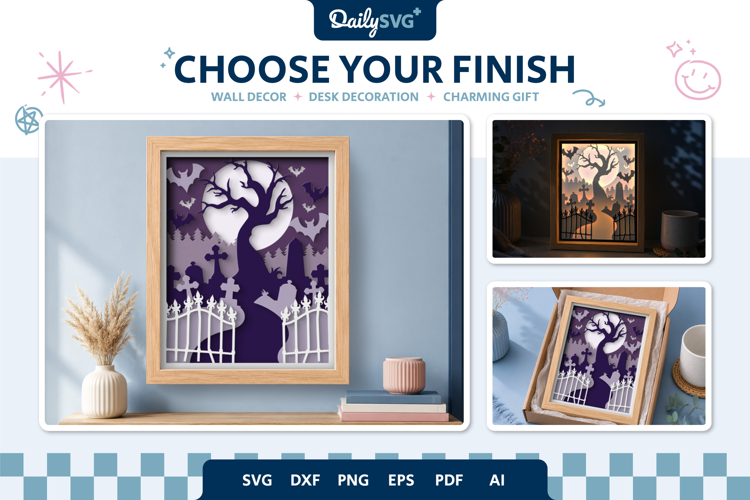 Tombstone Layered Shadow Box SVG Halloween 3D Cut File
