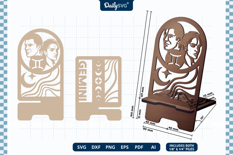 Zodiac Phone Holder SVG | Gemini Laser Cut Stand