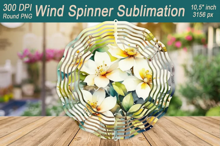 White Flowers Wind spinner designs| Wind spinner sublimation