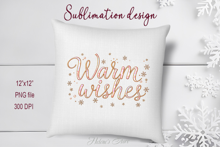 Golden Warm Wishes quote sublimation design clipart png