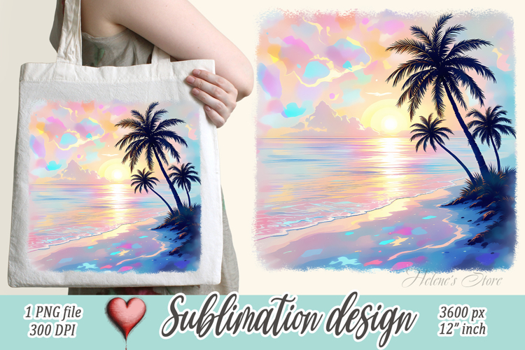 Gold summer beach palm tree watercolor sublimation designs