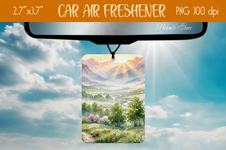 Mountains Sunrise Air Freshener Car sublimation design png example image 1