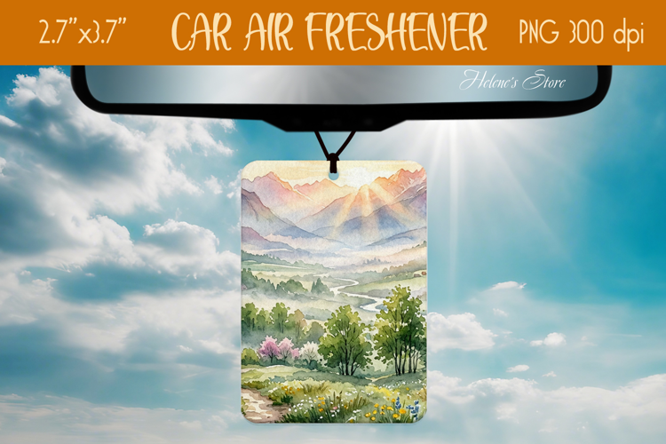 Mountains Sunrise Air Freshener Car sublimation design png