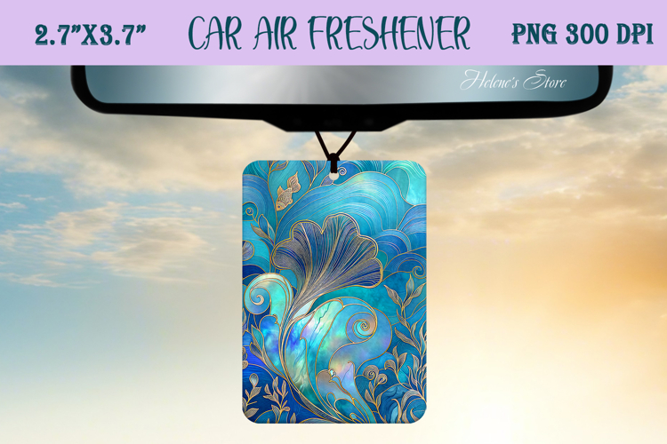 Blue & gold iridescent ocean Air Freshener Car sublimating
