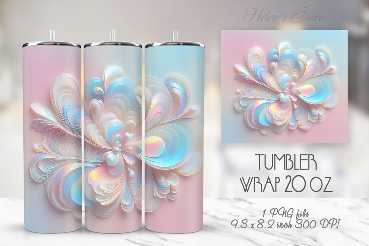Light aqua pastel tumbler 20oz wrap sublimation design png