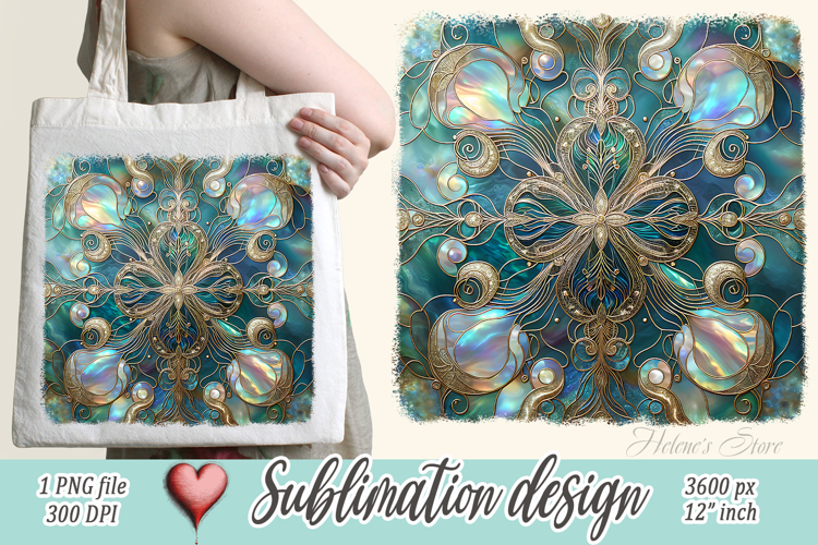 Aquamarine ocean gold and pearl sublimation design png