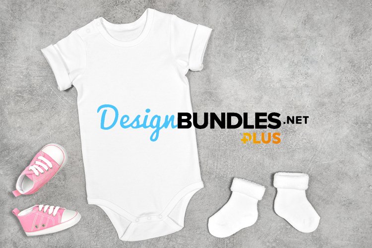 Baby Bodysuit mock up pink shoes stock photo example image 1