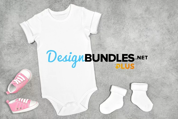 Baby Bodysuit mock up pink shoes stock photo