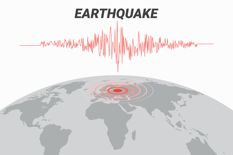 Illustration of an earthquake on a globe.