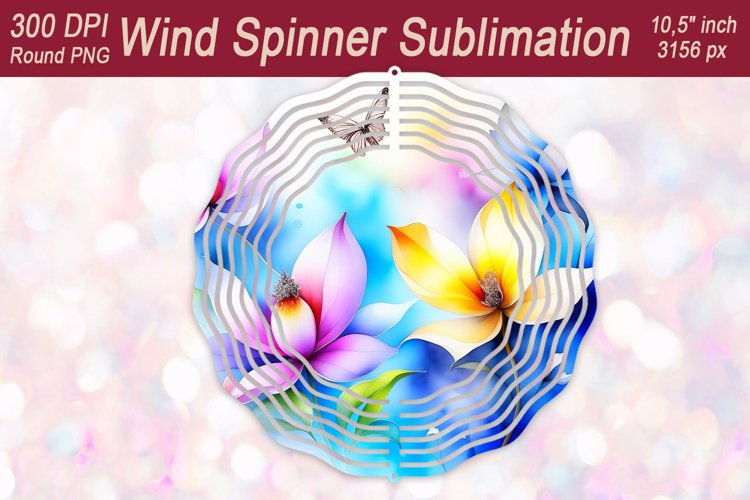Watercolor Flowers Wind spinner | Wind spinner sublimation