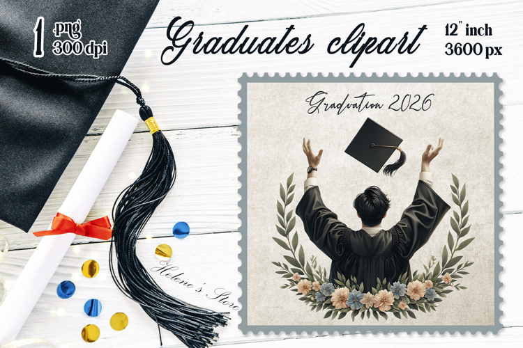 Graduate sublimation png| Graduating vintage postage stamp