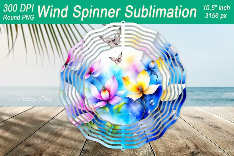 Watercolor Flowers Wind spinner | Wind spinner sublimation