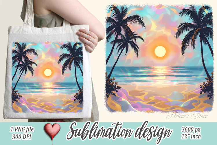 Gold summer beach palm tree watercolor sublimation designs