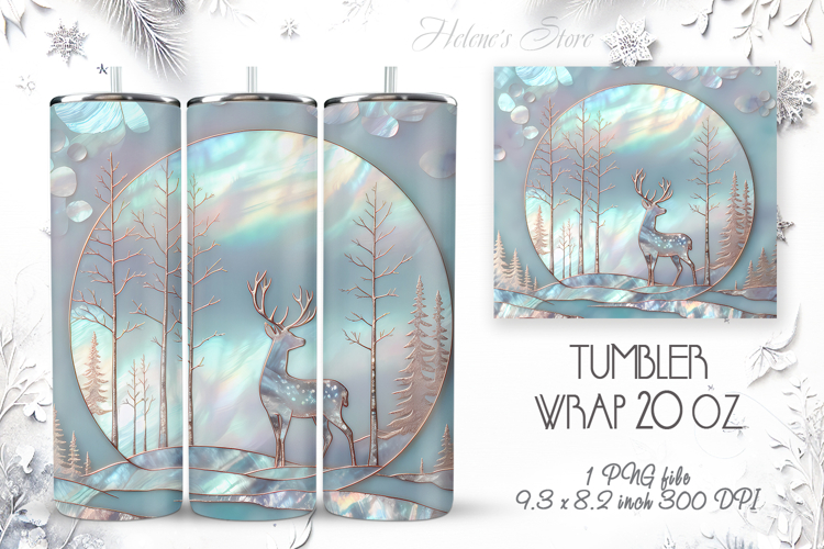 Christmas forest tumbler wrap 20oz sublimation | Magic deer