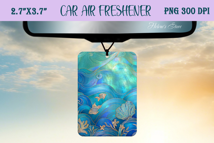 Blue & gold iridescent ocean Air Freshener Car sublimating