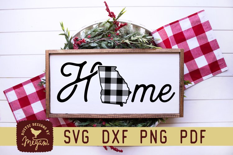 Georgia Buffalo Plaid Home Bundle State SVG DXF Cut File example image 1