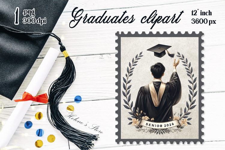 Senior 2026 sublimation png|Graduating vintage postage stamp