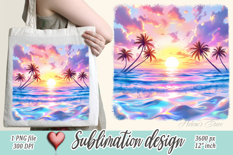 Gold summer beach palm tree watercolor sublimation designs