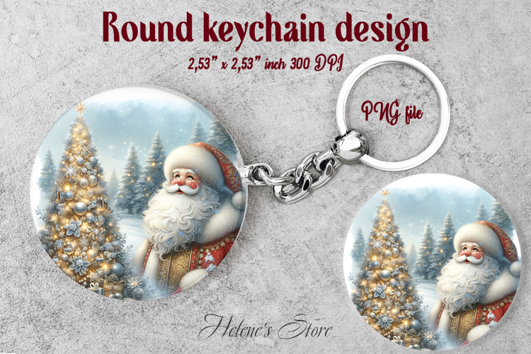 Christmas round keychain design | Santa Claus Car coaster