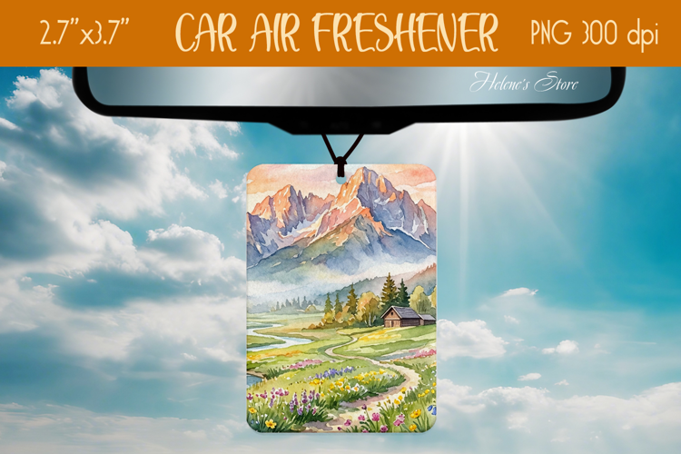 Mountains Sunrise Air Freshener Car sublimation design png