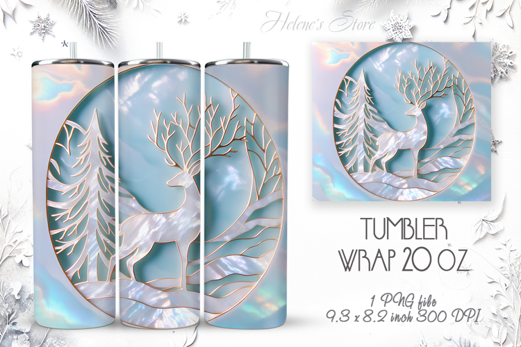 Christmas forest tumbler wrap 20oz sublimation | Magic deer