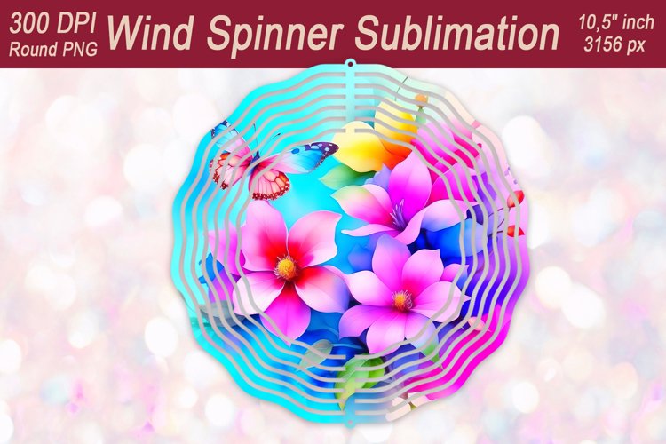Watercolor Flowers Wind spinner | Wind spinner sublimation