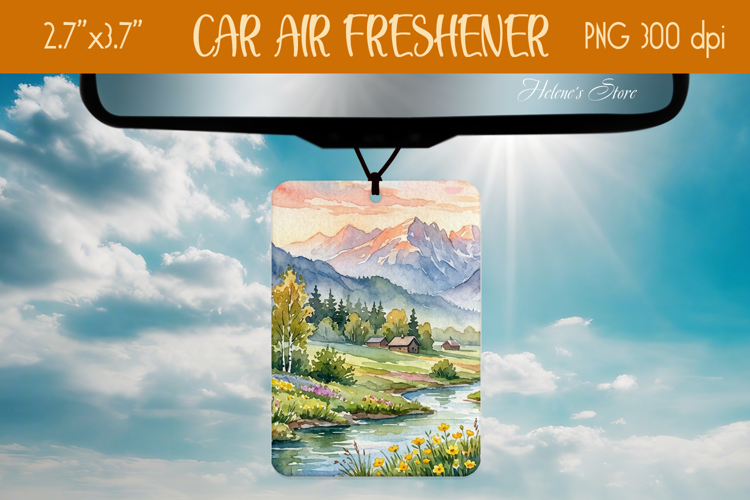 Mountains Sunrise Air Freshener Car sublimation design png