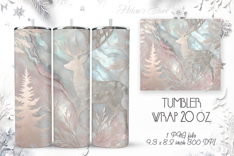Christmas forest tumbler wrap 20oz sublimation | Magic deer