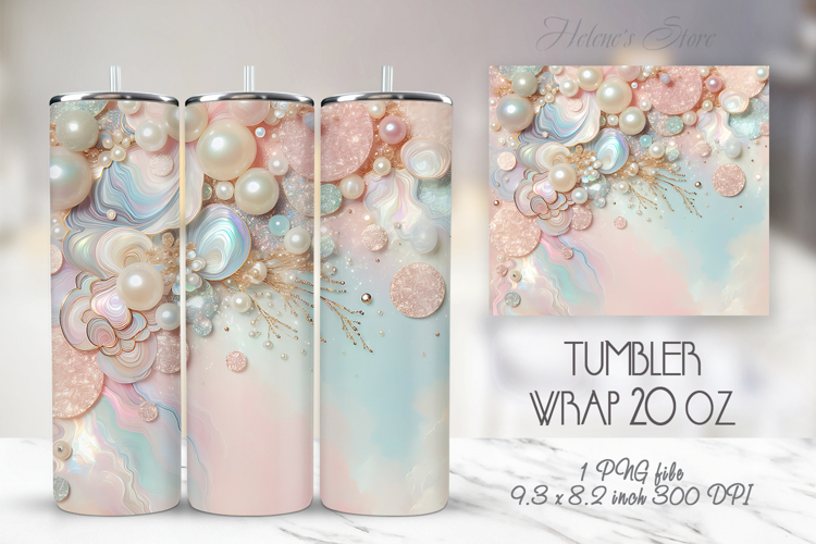 3d flowers pastel tumbler 20oz wrap sublimation design png