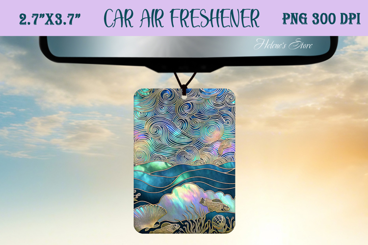 Blue & gold iridescent ocean Air Freshener Car sublimating