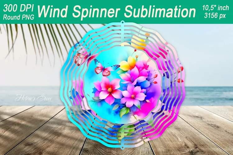 Watercolor Flowers Wind spinner | Wind spinner sublimation