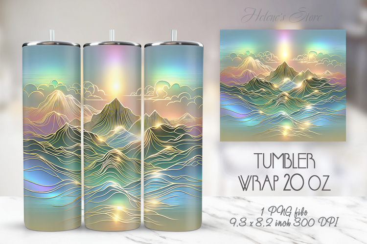 Blue pastel sunrize Mountains straight skinny tumbler 20 oz