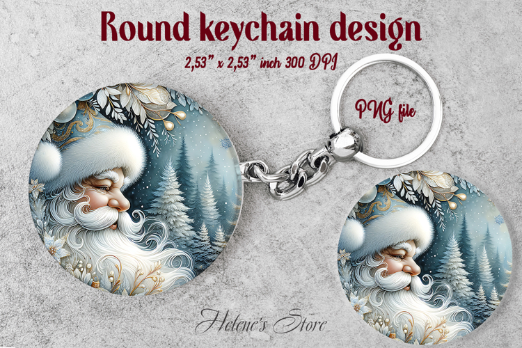 Christmas round keychain design | Santa Claus Car coaster