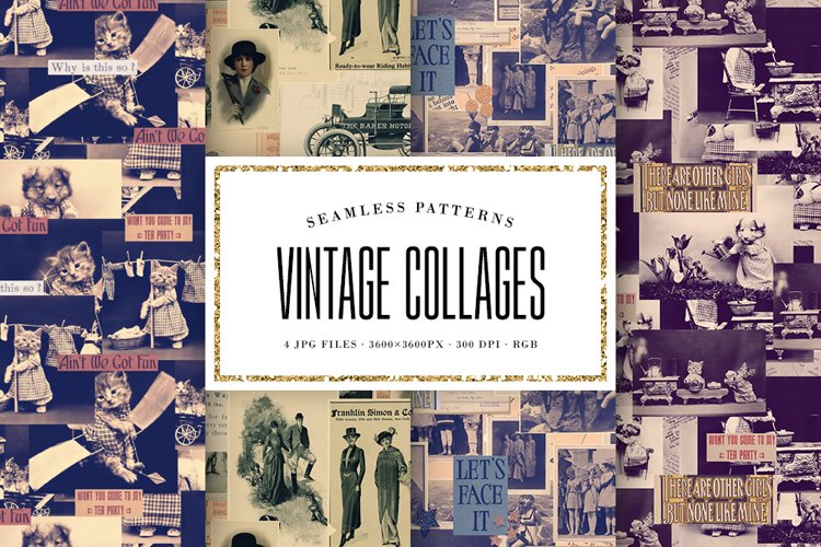 Vintage Seamless Collage Backgrounds example image 1