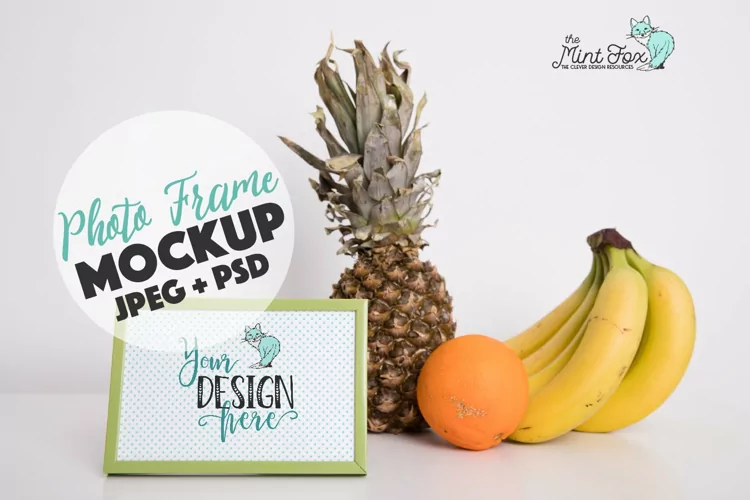 Kitchen Frame Mockup with Fruits| PSD & JPG Mock Up