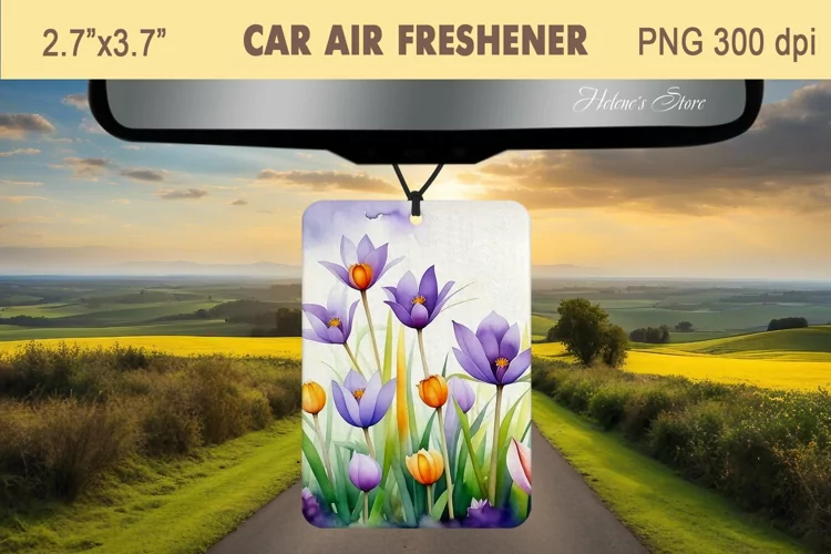 Crocus Fowers Air Freshener Car|Car air freshener sublimatio
