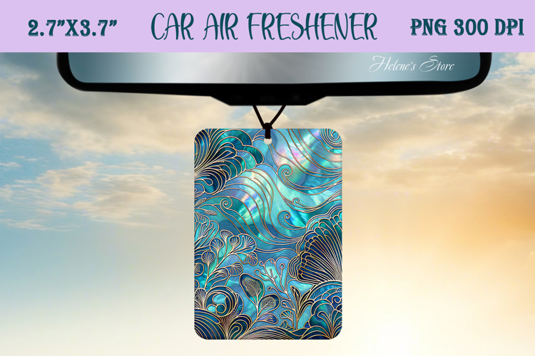 Blue & gold iridescent ocean Air Freshener Car sublimating