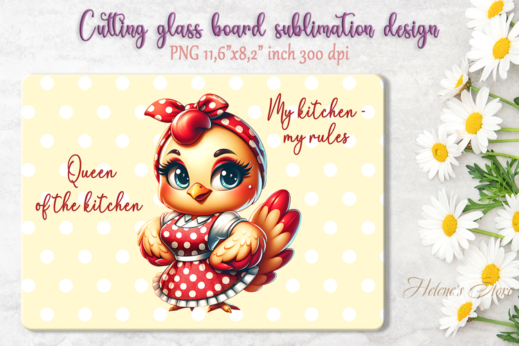 Cute chicken and funny quote cutting board sublimation png