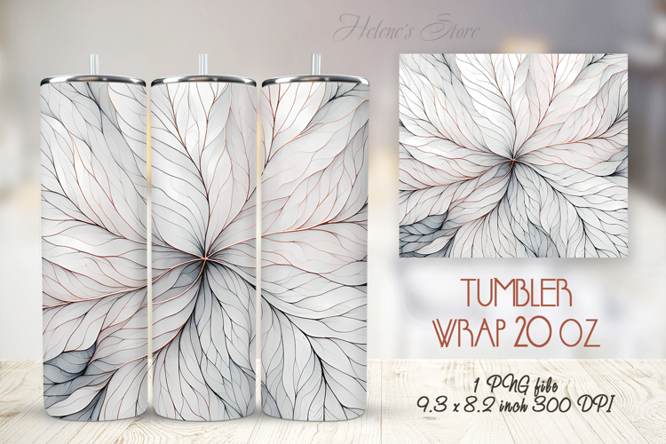 Abstract watercolor leaves straight tumbler 20oz wrap design