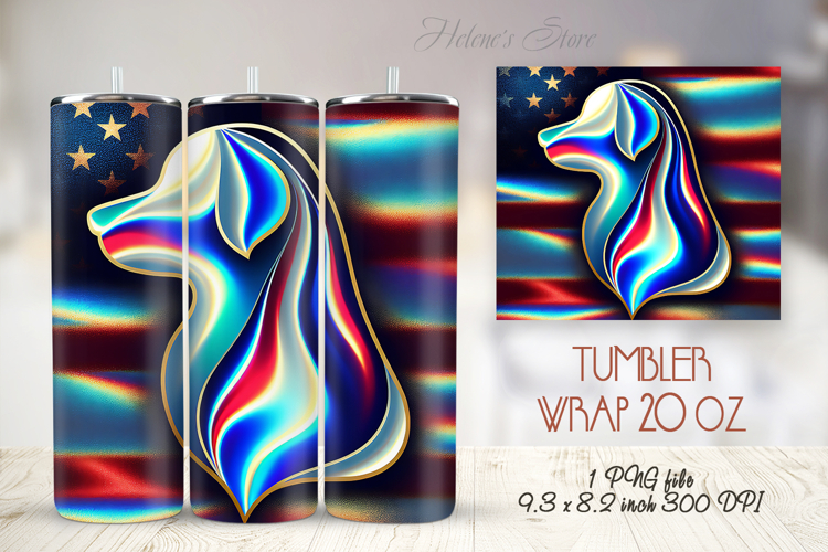 USA Patriotic tumbler wrap 20oz | 4th of July | American dog
