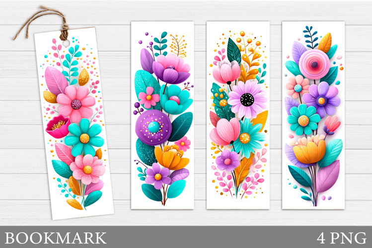 Flowers Bookmark Sublimation. Floral Bookmark Design