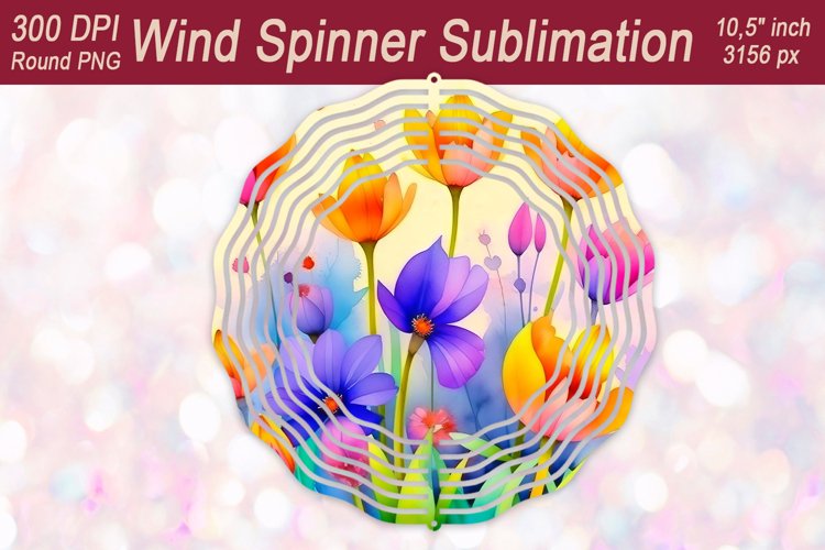 Watercolor crocus Flower Wind spinner sublimate |Windspinner example image 1